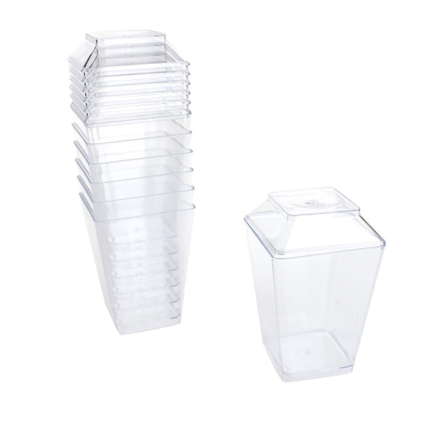 Mini Tall Square Plastic Dessert Cup with Lid, 3-3/4-Inch, 7-Count