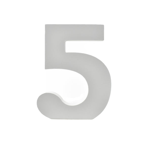 Wooden Standing Number 5, 4-3/4-Inch - White