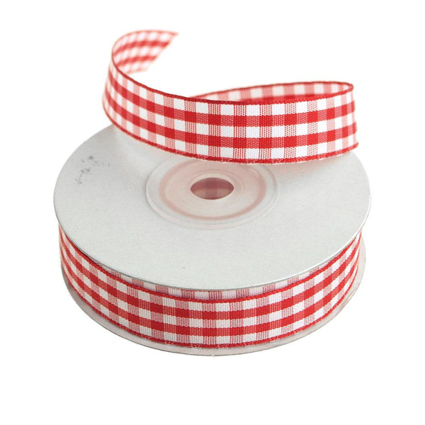 Gingham Christmas Ribbon, 5/8-Inch, 15 Yards, Red