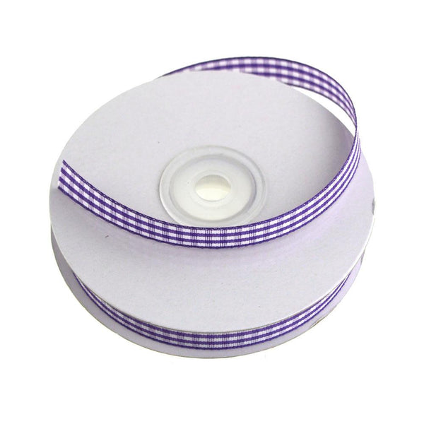 Gingham Christmas Ribbon, 3/8-Inch, 25 Yards, Purple