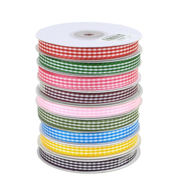 Gingham Checkered Holiday Christmas Ribbon, 3/8-Inch, 25 Yards