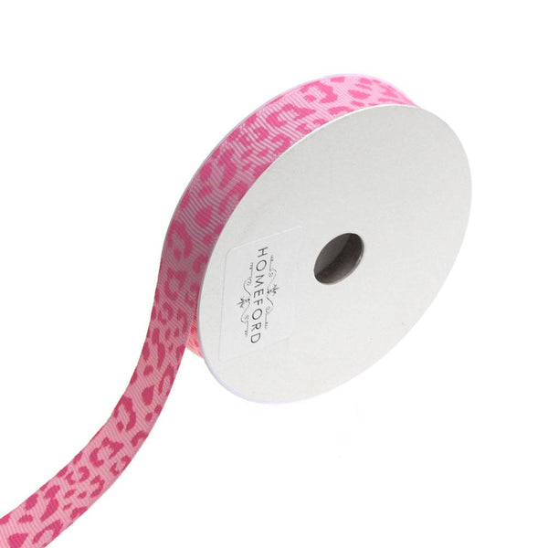 Leopard Grosgrain Ribbon, 5/8-Inch, 3-Yard, Pink