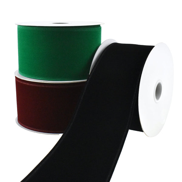 Christmas Velvet Wired Edge Ribbon, 2-1/2-Inch, 10-Yard