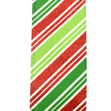 Christmas Glitter Candy Cane Stripes Wired Ribbon, 2-1/2-Inch, 10-Yard - Green/Red/White