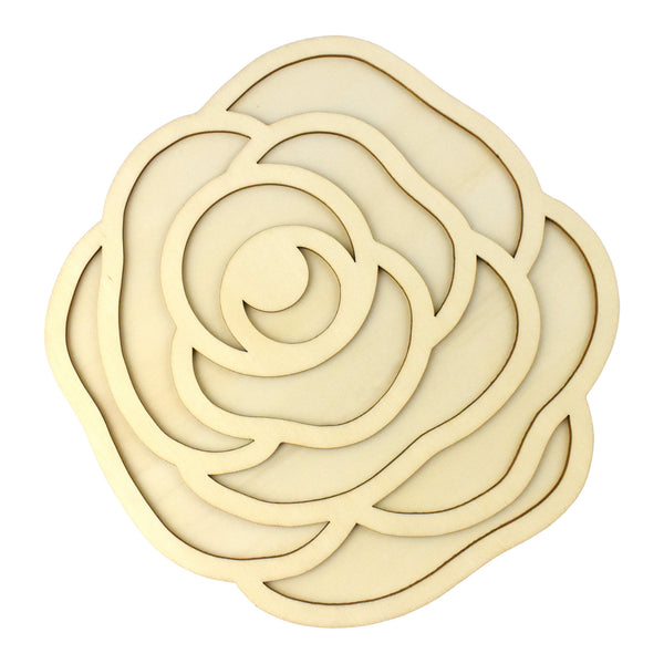 Wooden 3D DIY Craft Rose Plaque, 9-Inch