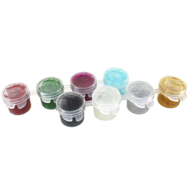 Assorted Acrylic Paint Pots, Glitter, 8-Piece