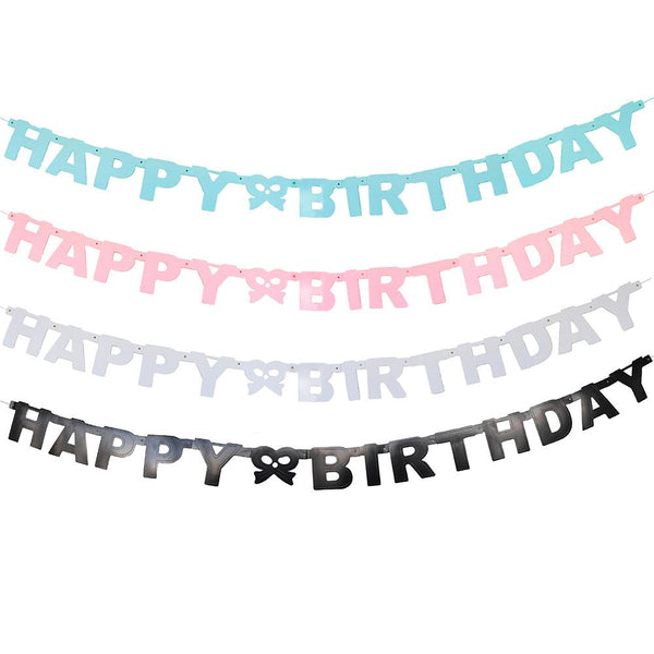 "Happy Birthday" Letter and Bow Banner, 4-1/4-Inch, 5-Feet