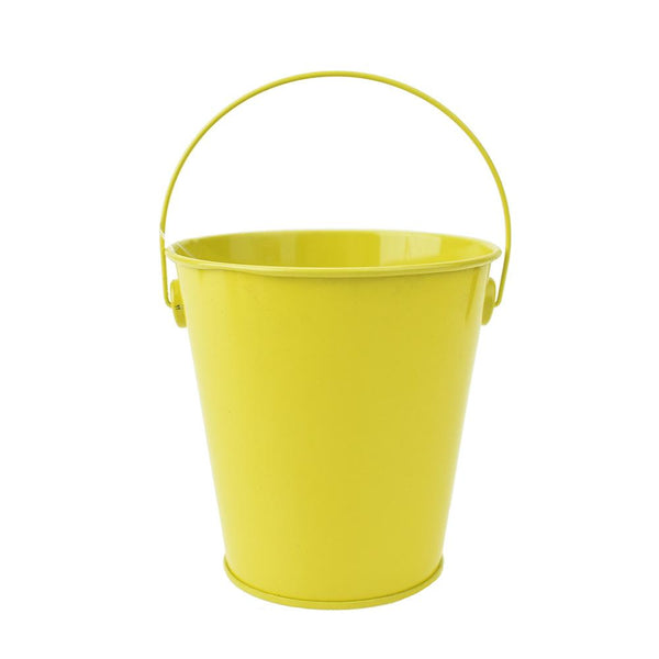 Party Decor Tin Pail with Handle, 4-1/2-Inch, Yellow