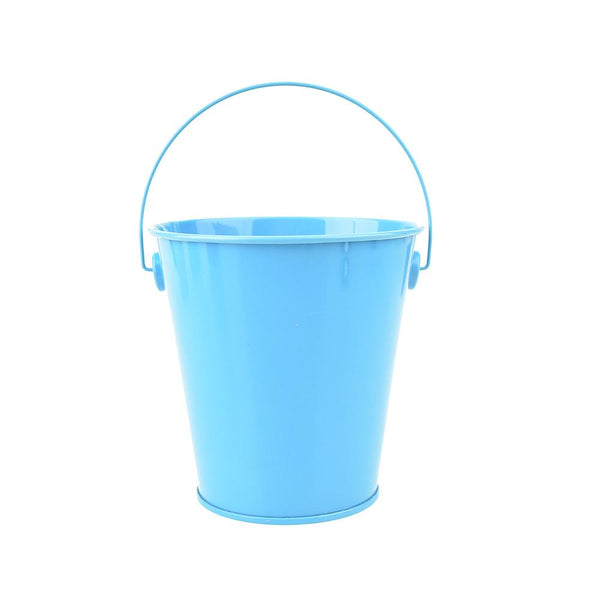 Party Decor Tin Pail with Handle, 4-1/2-Inch, Blue