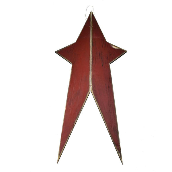 Five Point Painted Long Wooden Star, Burgundy, 36-Inch