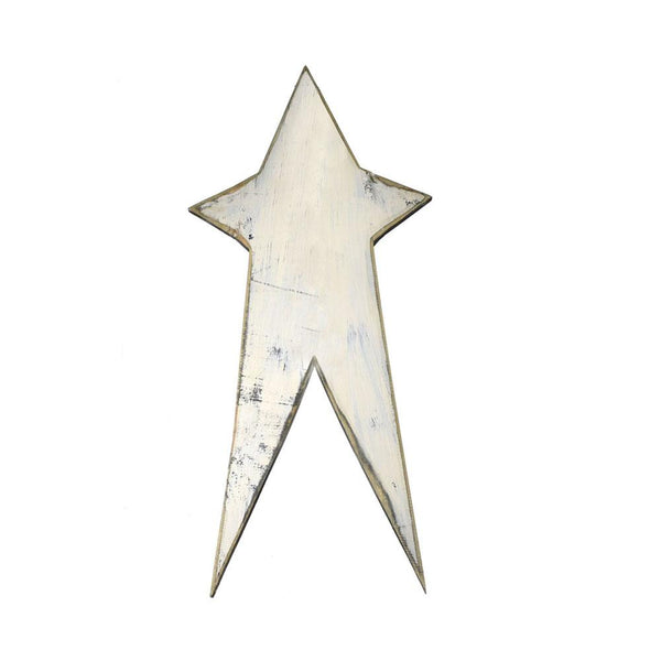 Five Point Painted Long Wooden Star, Cream, 12-Inch