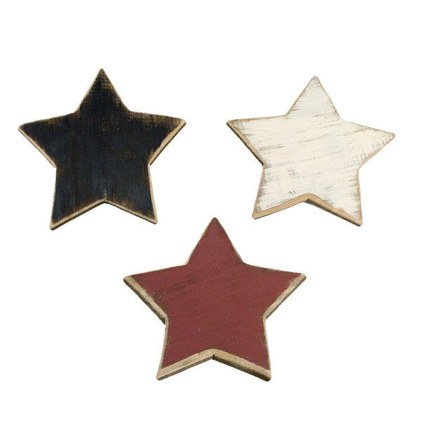 Five Point Painted Wooden Stars, Assorted Colors, 7-Inch, 3-Piece