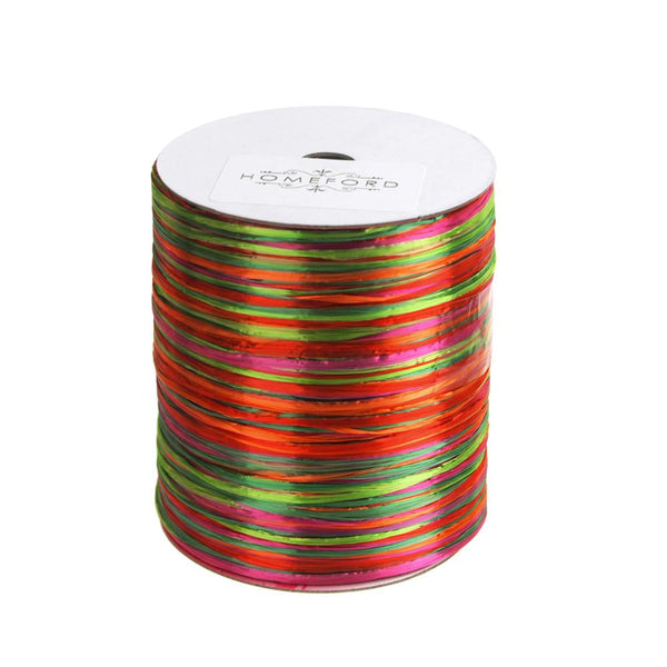 Rayon Raffia Multi-Color Roll, 5mm, 54 Yards, Red/Green