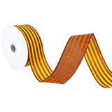 Autumn Cabana Stripes Faux Linen Wired Ribbon, 1-1/2-Inch, 10-Yard - Dark Orange/Yellow