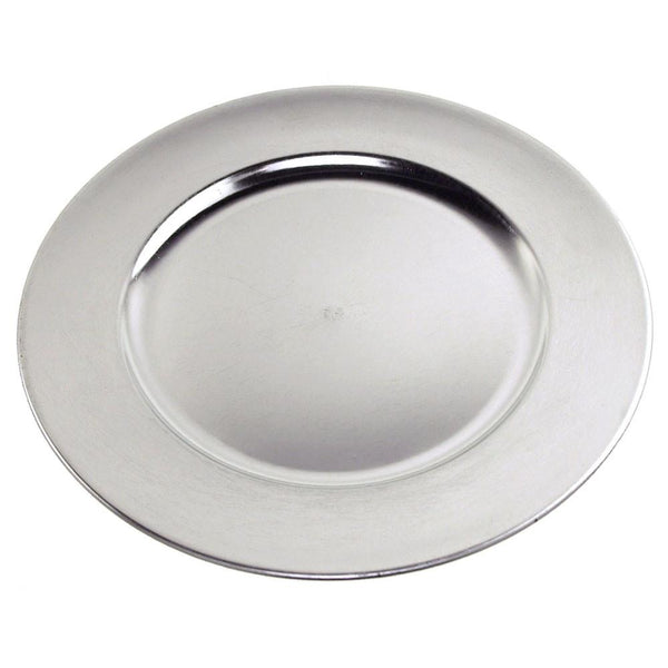 Metallic Round Charger Plate, 12-Inch, Silver, 1-Count