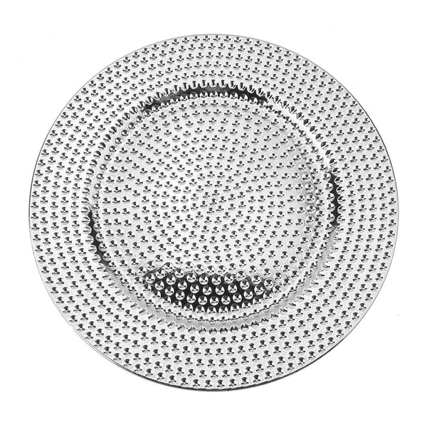 Hammer Textured Plastic Charger Plate, Silver, 13-Inch, 1-Count