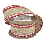 Picnic Burlap Holiday Christmas Ribbon Wired Edge, 1-1/2-Inch, 5 Yards