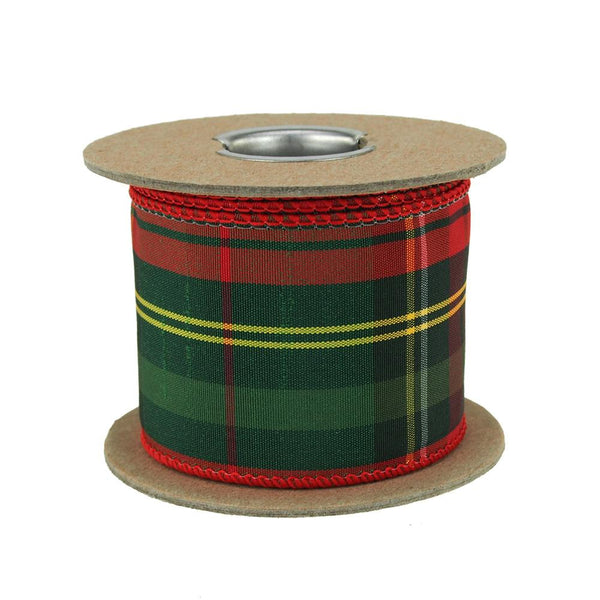 Plaid Tartan Christmas Ribbon Wired Edge, 2-1/2-Inch, 5 Yards, Red/Green