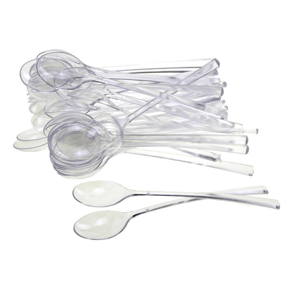 Clear Plastic Mini Dessert Spoons, 4-Inch, 42-Piece