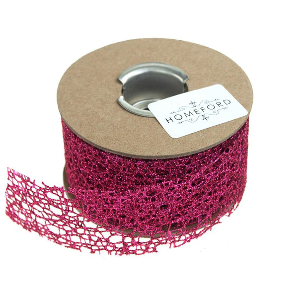 Weave Glitter Christmas Ribbon, 1-1/2-Inch, 9 Yards, Hot Pink