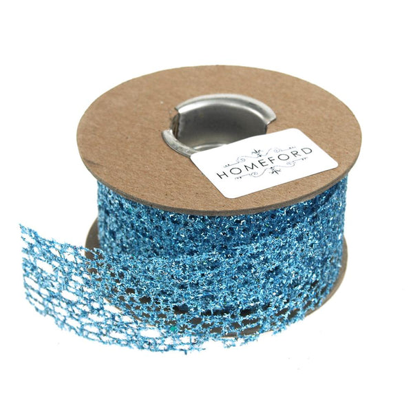 Weave Glitter Christmas Ribbon, 1-1/2-Inch, 9 Yards, Turquoise