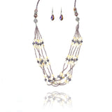 Long Beaded Gem and Stone Necklace Set, 34-Inch