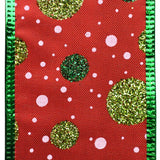 Christmas Lamé Dots Wired Ribbon, 2-1/2-Inch, 10-Yard - Red