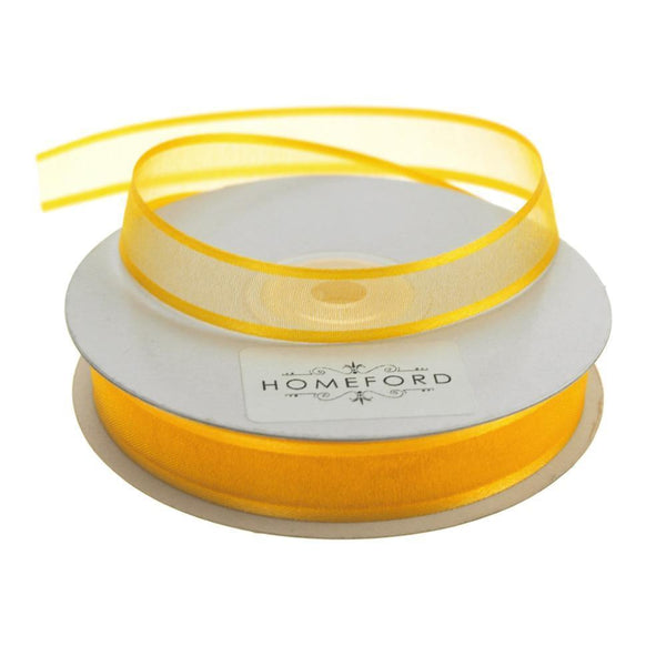 Satin-Edge Sheer Organza Ribbon, 5/8-Inch, 25 Yards, Canary Yellow