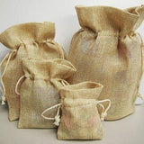 Faux Burlap Pouch Bags, 3-inch x 4-inch, 6-Piece