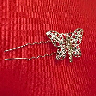 Wedding Rhinestone Tiara, Hairpin, 1-1/4-inch, Classic Butterfly (6-Piece)