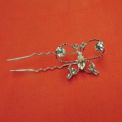 Wedding Rhinestone Tiara, Hairpin, 1-1/4-inch, Round Butterfly (6-Piece)