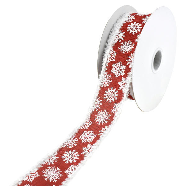 Christmas Snowflakes Fuzzy Snow Wired Edge Ribbon, 1-1/2-Inch, 10-Yard