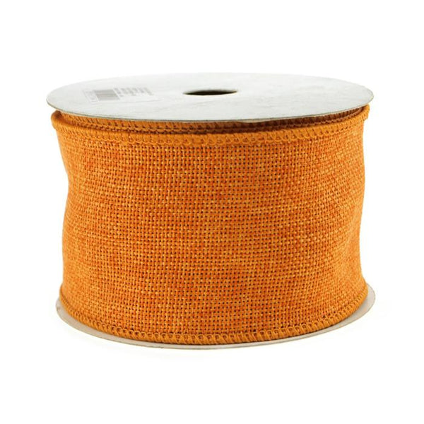 Faux Burlap Wired Edge Ribbon, 2-1/2-inch, 10-yard, Orange