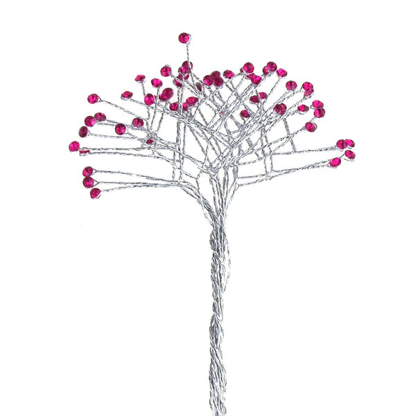 Crystal Rhinestone Spray Branch, 7-1/2-Inch, 12-Count, Fuchsia