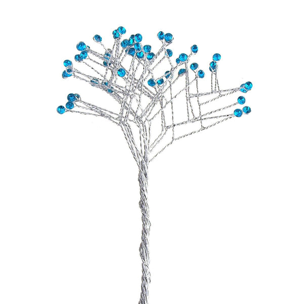 Crystal Rhinestone Spray Branch, 7-1/2-Inch, 12-Count, Turquoise