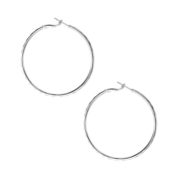 Hammered Gold Dipped Hoop Earrings, Silver, 1-7/8-Inch