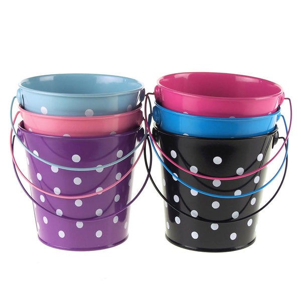 Polka Dot Metal Pail Bucket Party Favor, 5-inch