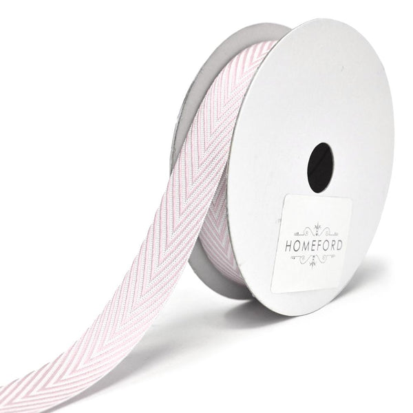 Woven Polyester Herringbone Ribbon, 5/8-Inch, 6-Yard, Pearl Pink