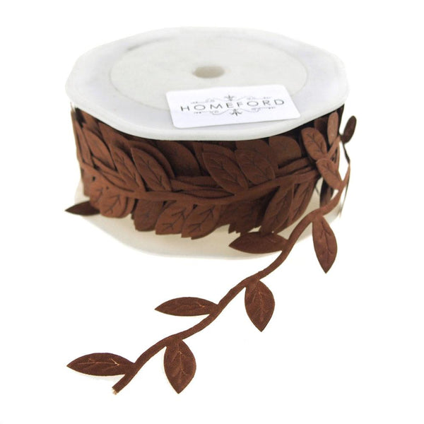 Leaf Garland Polyester Ribbon, 1/4-Inch, 10 Yards, Brown