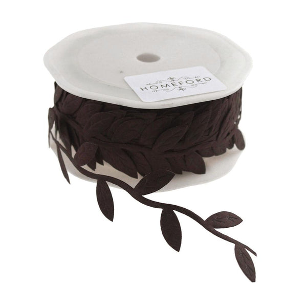 Leaf Garland Polyester Ribbon, 1/4-Inch, 10 Yards, Dark Brown