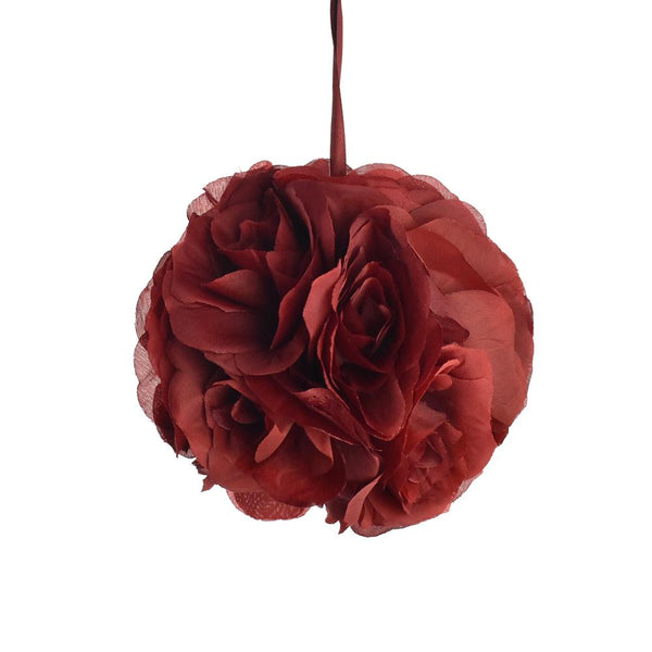 Silk Flower Kissing Balls Wedding Centerpiece, 6-Inch, Burgundy