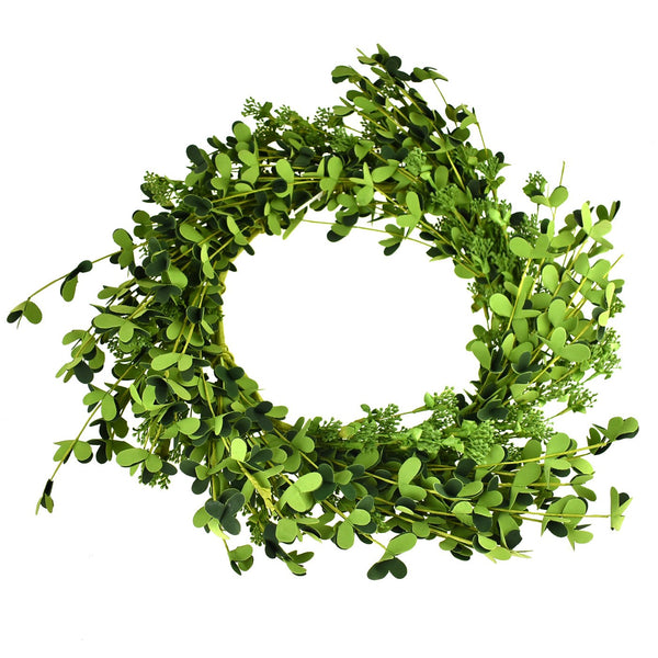 Artificial Foam Eucalyptus Wreath, Green, 18-Inch