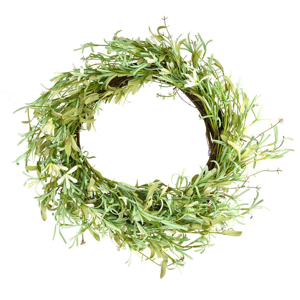 Artificial Foam Wild Flower Wreath, Cream, 18-Inch