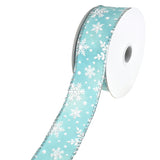 Christmas Iridescent Snowflakes Satin Wired Ribbon, 1-1/2-Inch, 10-Yard