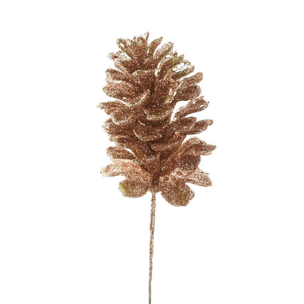 Glitter Pinecone Pick, Pink, 8-3/8-Inch