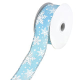 Christmas Iridescent Snowflakes Satin Wired Ribbon, 1-1/2-Inch, 10-Yard