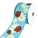 Ladybugs and Daisies Wired Ribbon, 2-1/2-Inch, 10-Yard