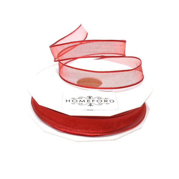 Sheer Organza Curling Wired Ribbon, 5/8-Inch, 27-Yard, Red