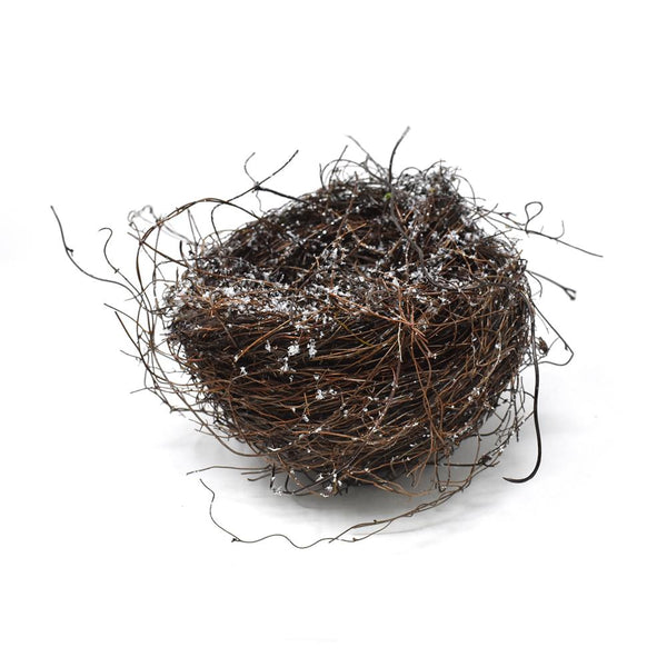 Winter Greystone Snowy Glitter Bird's Nest,  Natural, 6-Inch