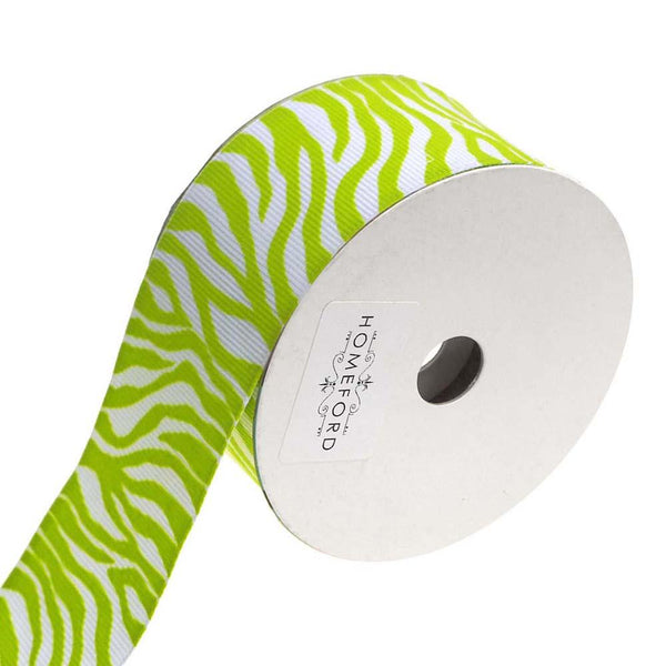 Zebra White Grosgrain Ribbon, 1-1/2-Inch, 4-Yard, Lime